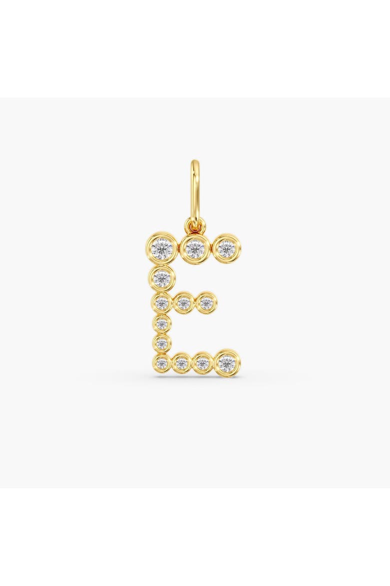 Bezel Letter "E" Lab Diamond Charm in 14K, Main, color, Yellow Gold