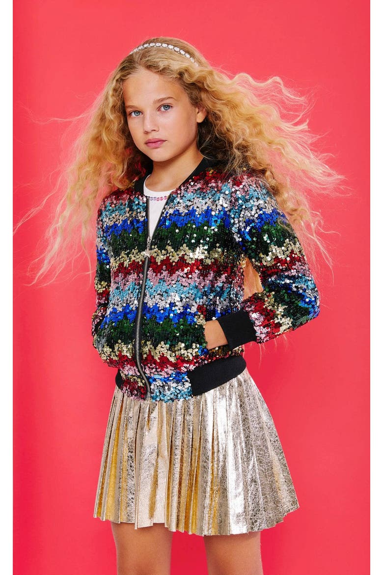 Foil Pleated Skirt, Alternate, color, Gold