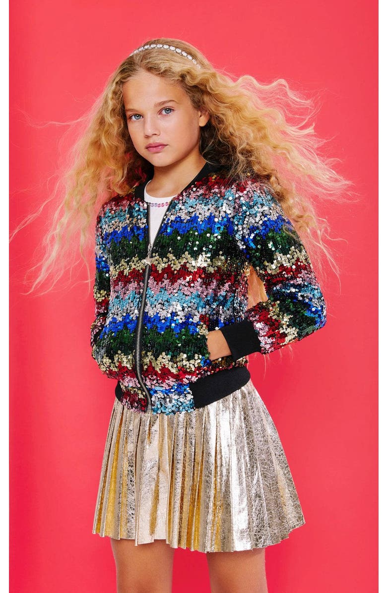 Lola + The Boys Foil Pleated Skirt, Alternate, color, Gold