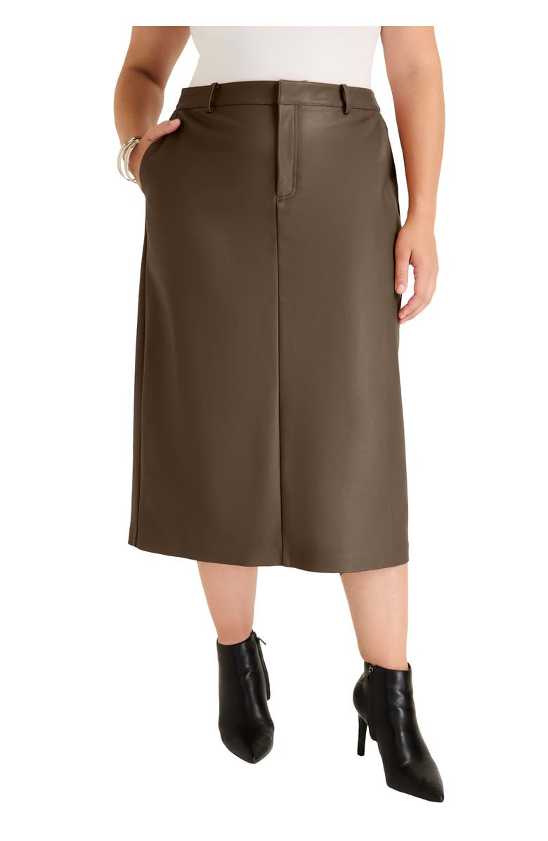 June + Vie Faux Leather Skirt, Main, color, Cocoa