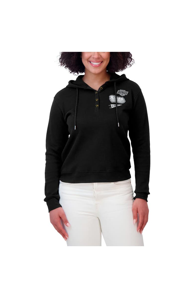 WEAR by Erin Andrews Women's WEAR by Erin Andrews  Black Los Angeles Kings Waffle-Knit Pullover Hoodie, Alternate, color, Black