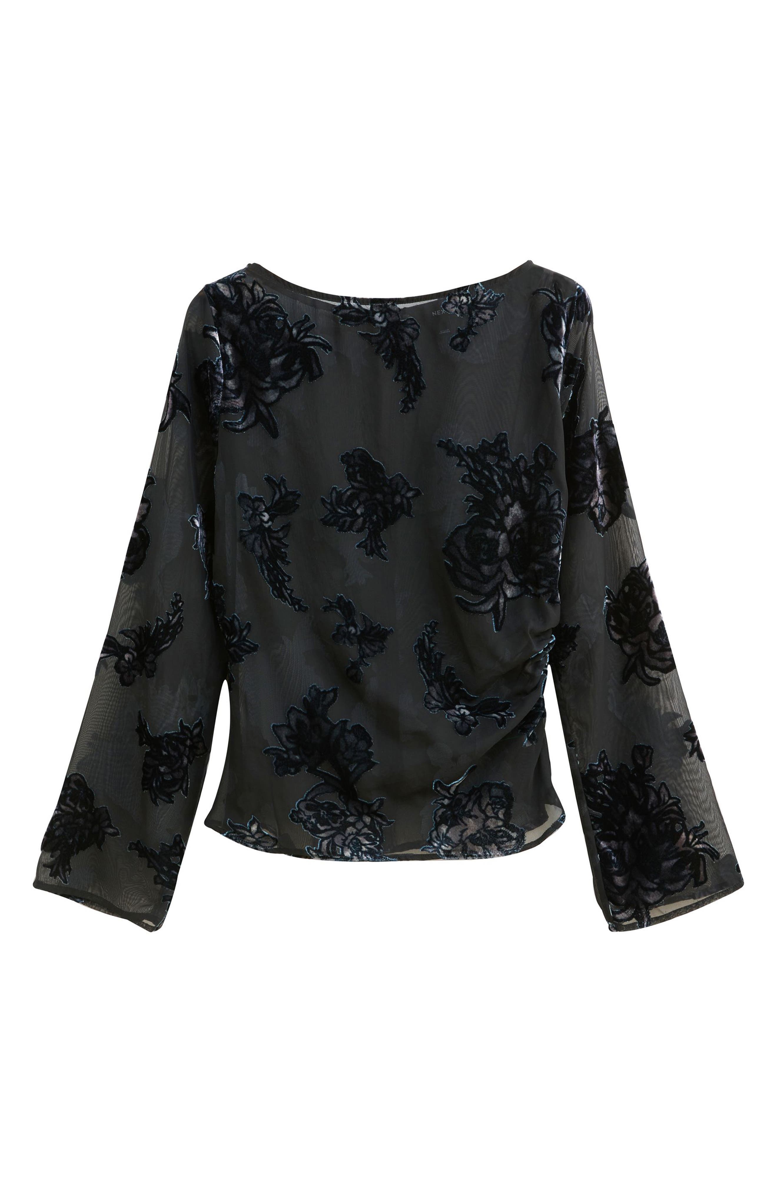 Burnout Flocked Sheer Mesh Top - image 2