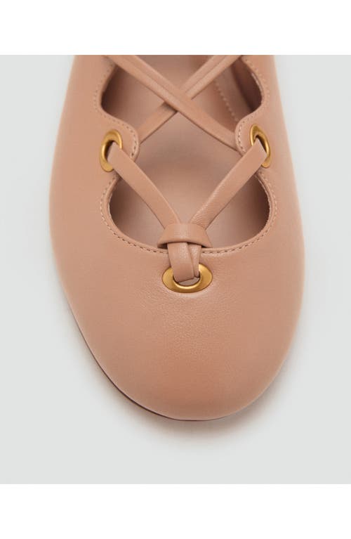 Mango Ankle Wrap Ballet Flat In Nude