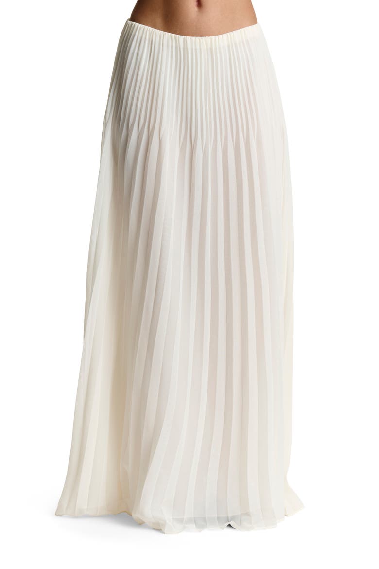 Pleated Chiffon Maxi Skirt, Main, color, WHITE