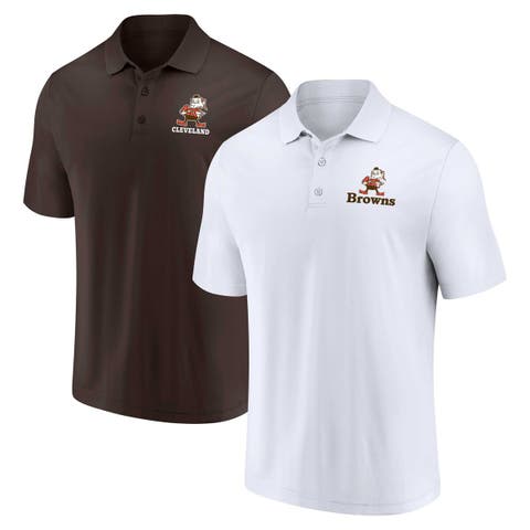 Men's Fanatics Branded White/Brown Cleveland Browns Throwback Two-Pack Polo Set