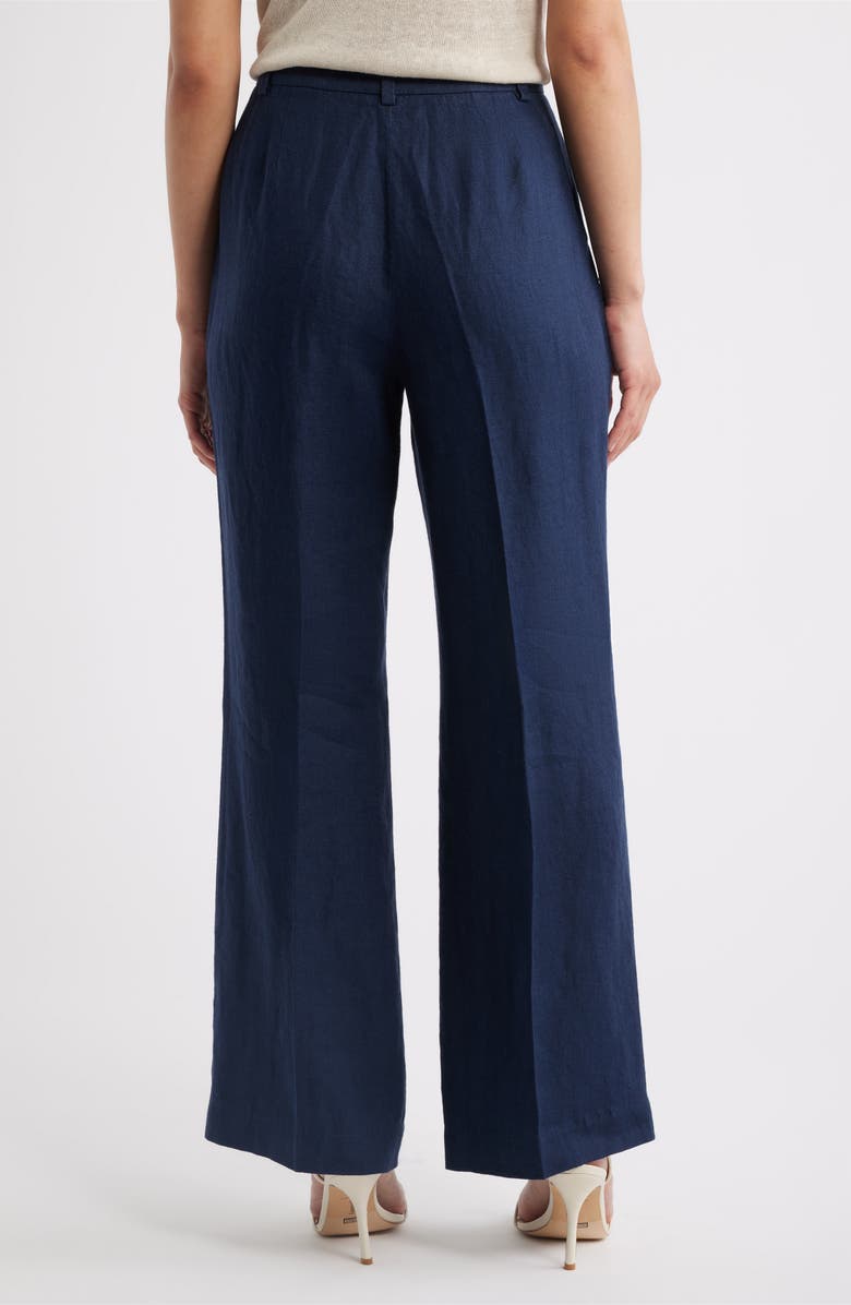Elie Tahari The Ellie Linen Wide Leg Pants, Alternate, color, Navy