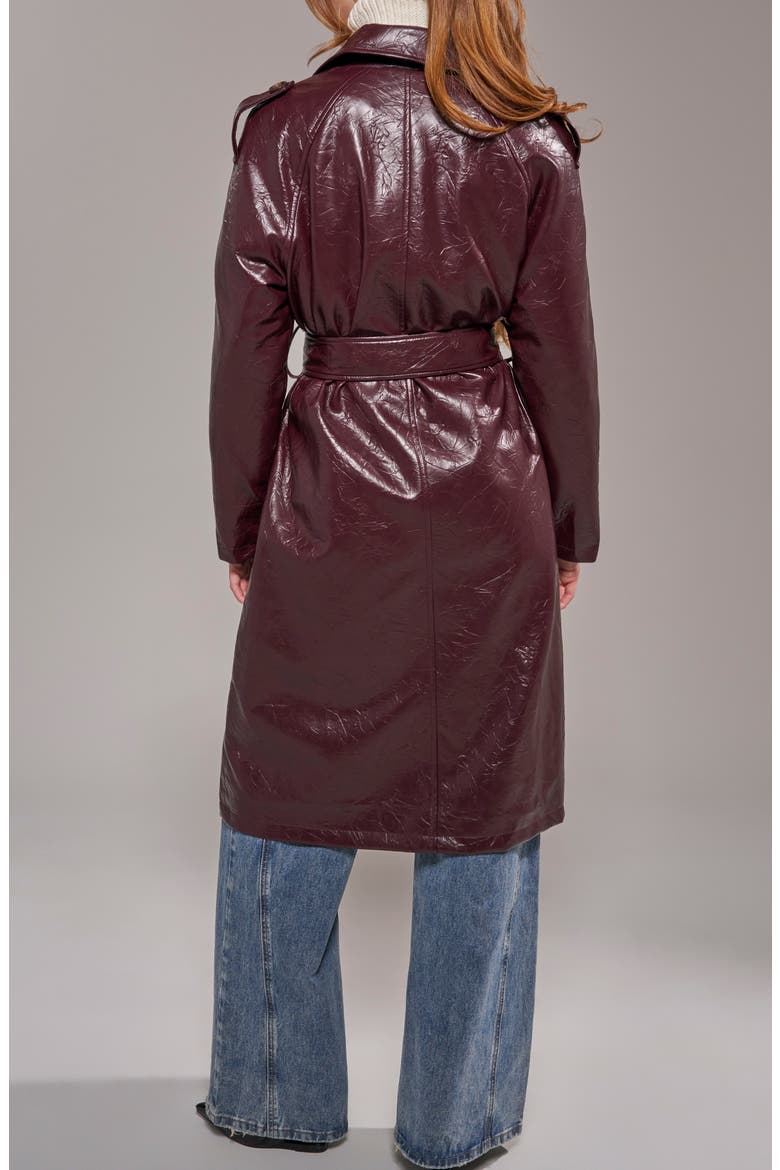 Vivienne Faux Leather Trench Coat, Alternate, color, MERLOT