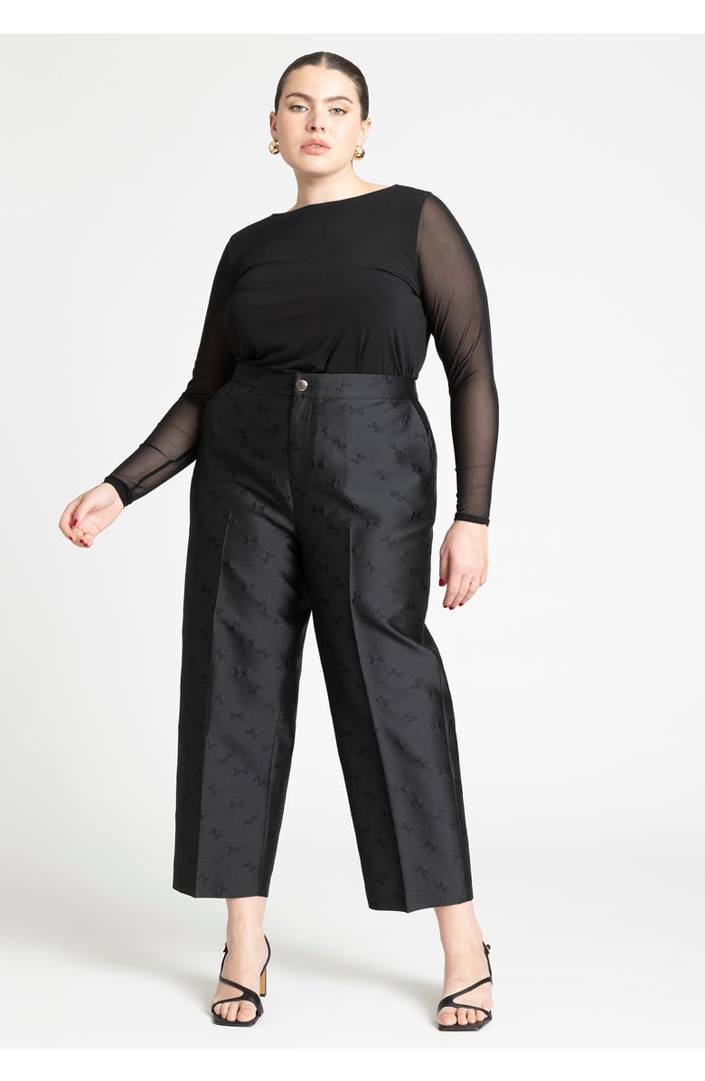 ELOQUII Sheer Sleeve Tee, Alternate, color, Black Onyx