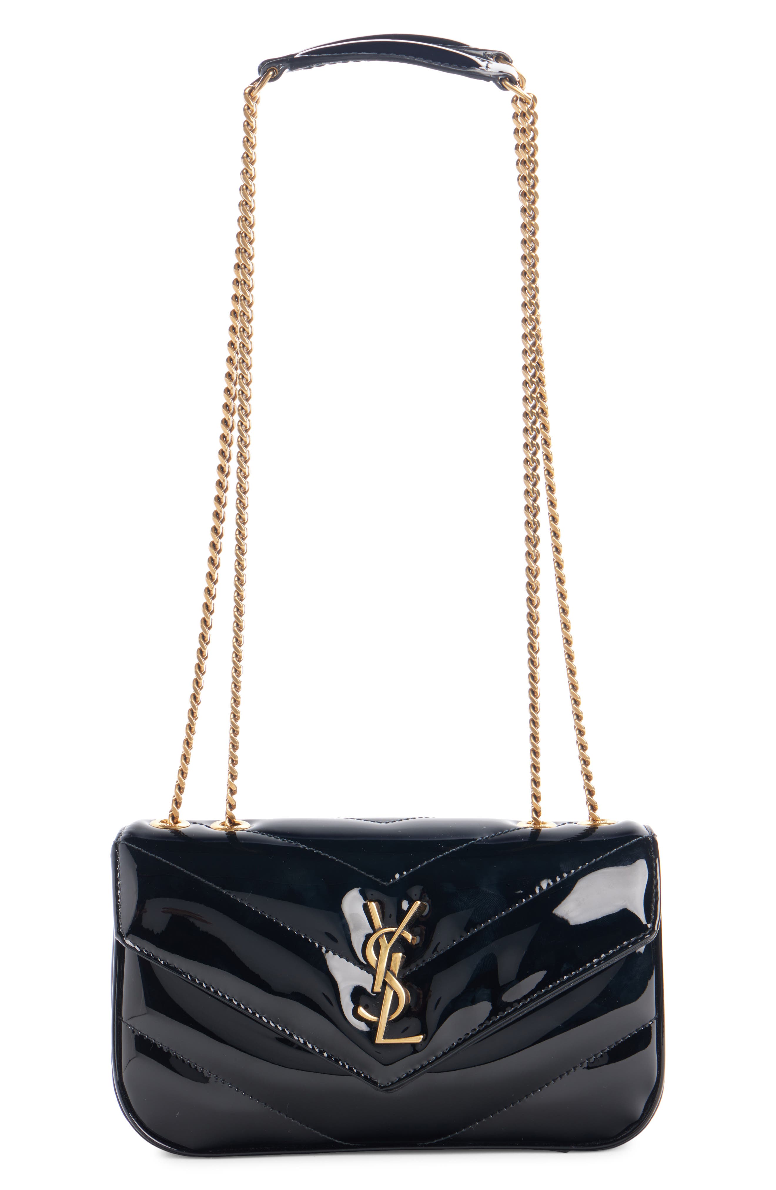 Mini LouLou Quilted Patent Leather Bag, Main, color, NOIR