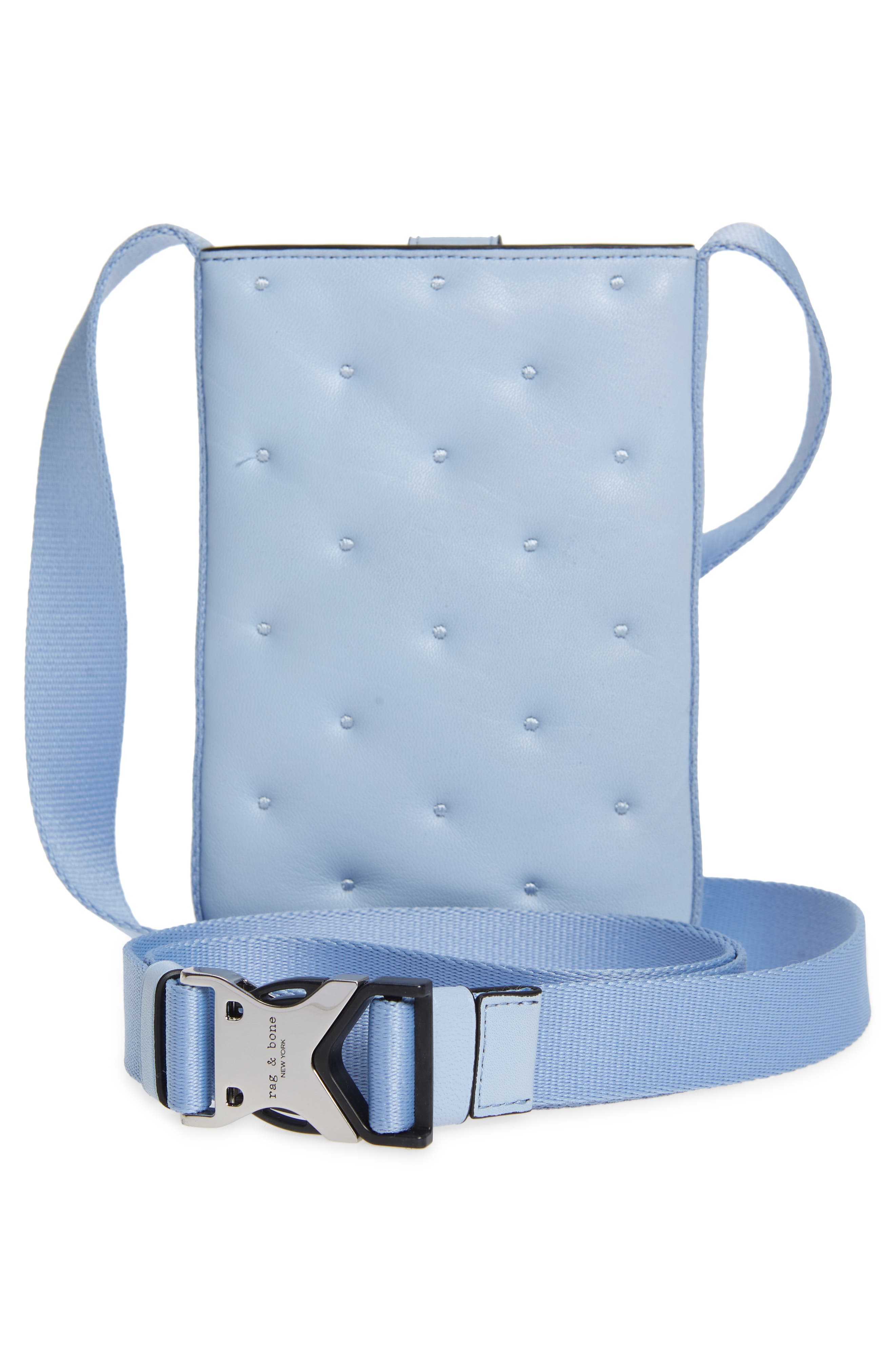 Riser Leather Crossbody Phone Pouch, Alternate, color, LIGHT BLUE