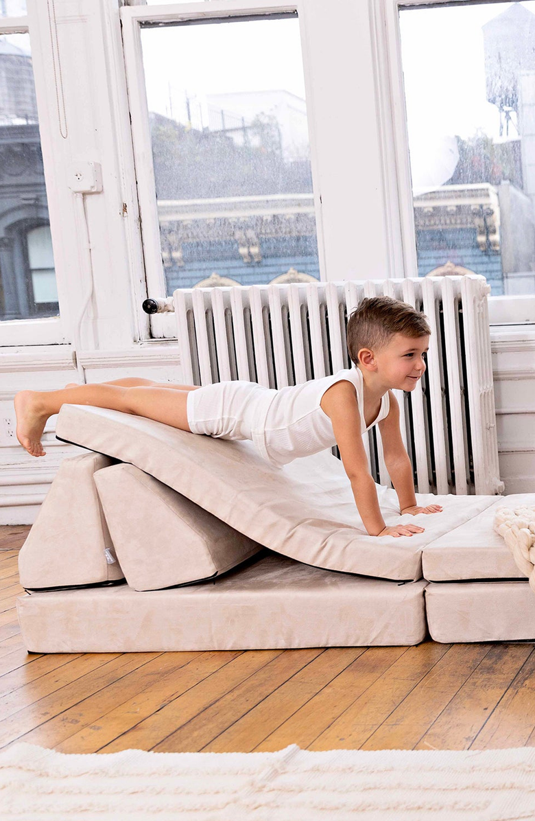 NoggiWear Ribbed Loungewear Set, Alternate, color, Taupe / Off-White