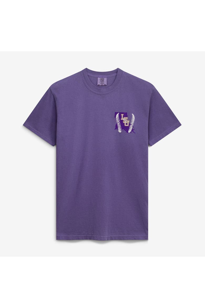Men's  Purple LSU Tigers Drawn Mascot Baseball T-Shirt, Alternate, color, Purple