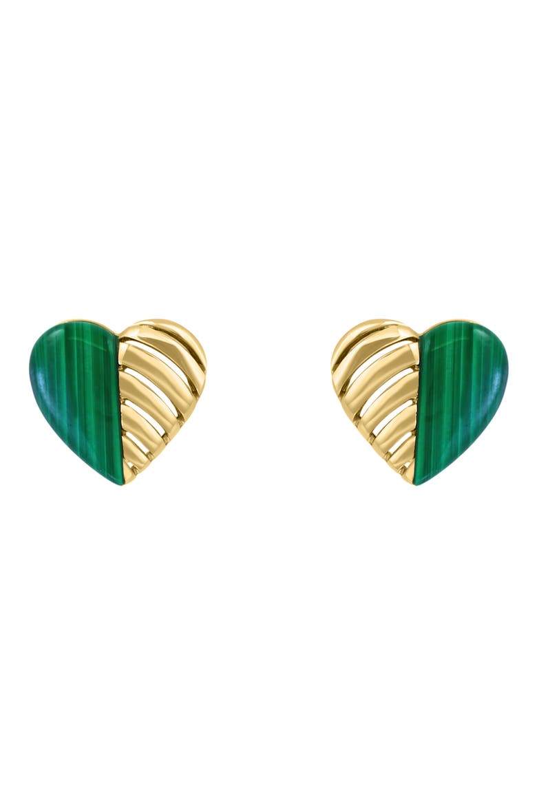 Malachite Heart Stud Earrings, Alternate, color, GREEN