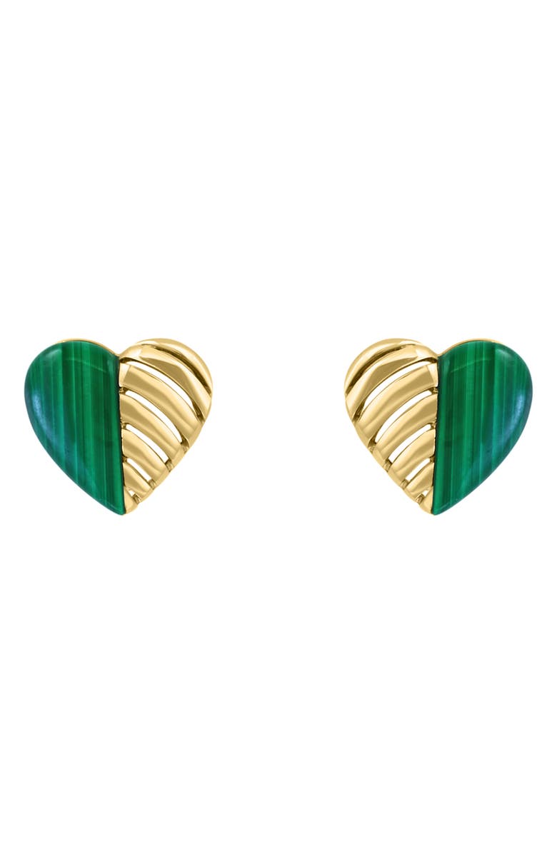 EFFY Malachite Heart Stud Earrings, Alternate, color, Green