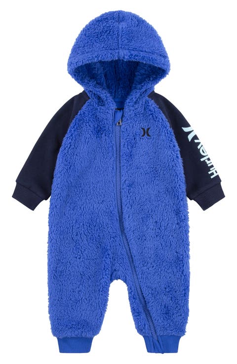 Plush Faux Fur Hooded Coverall (Baby)