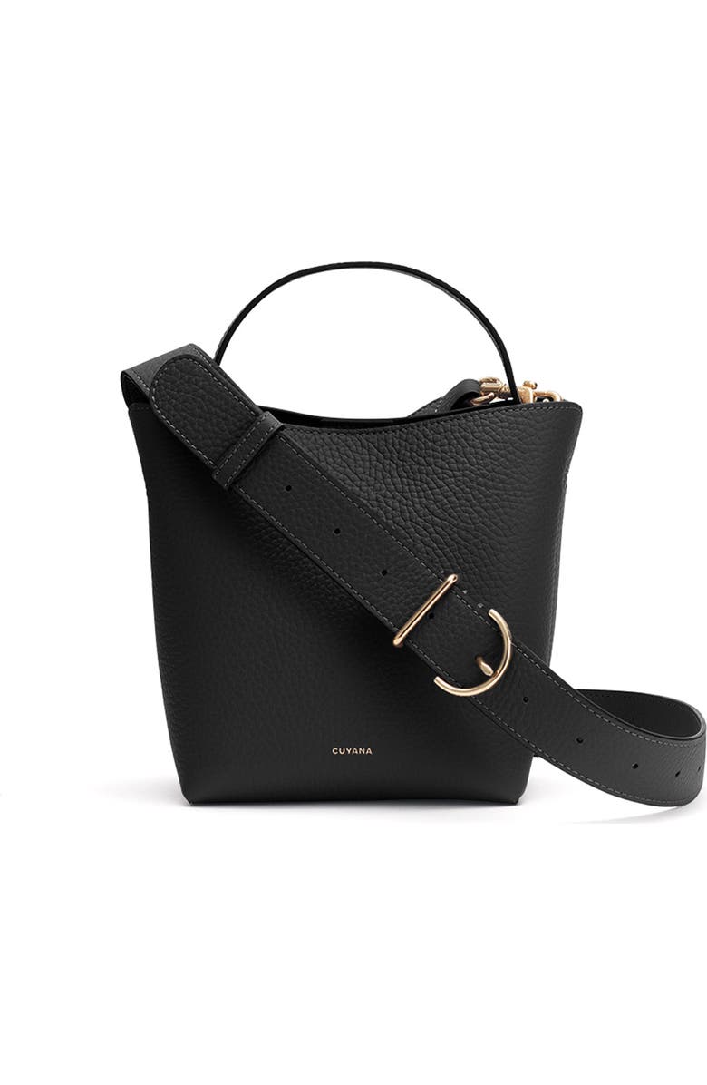 Cuyana Mini Linea Bucket Bag, Main, color, Black