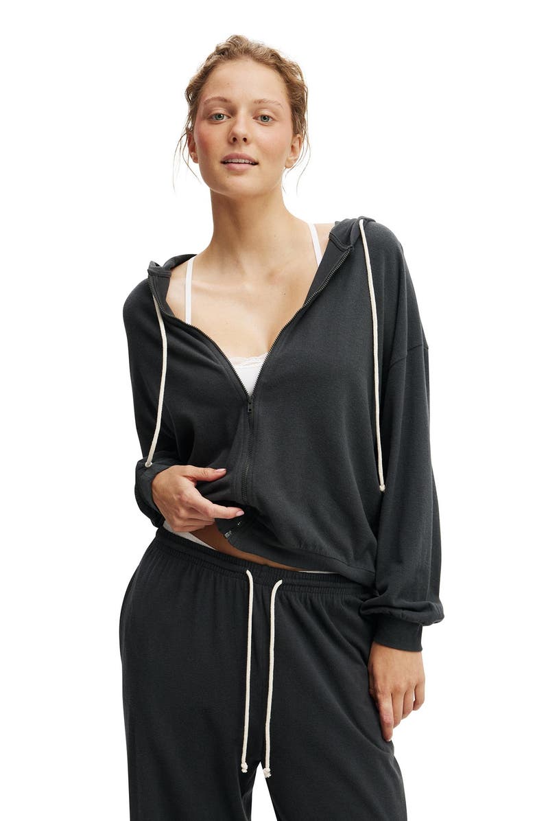 COTTON ON BODY Women's Light Weight Super Soft Hooded Zip Through, Main, color, 