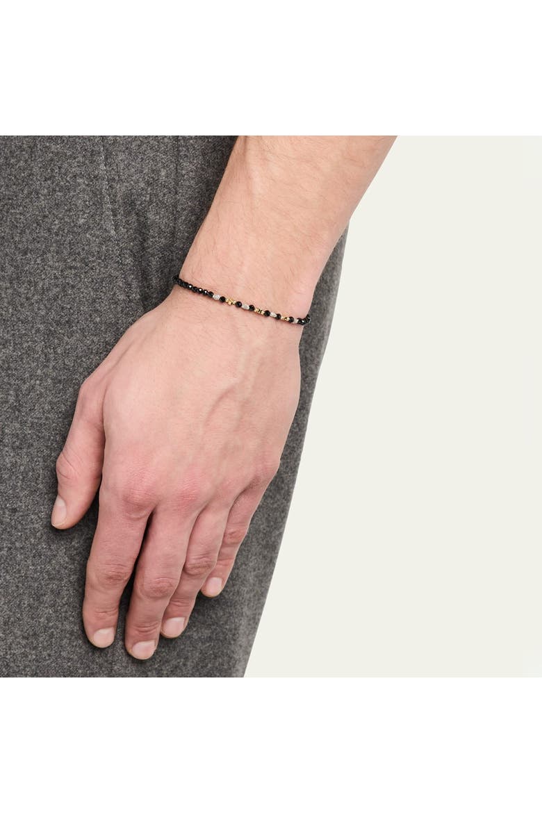 Black Spinel and Raw Diamond Beaded Pull-Cord Bracelet, Alternate, color, Black