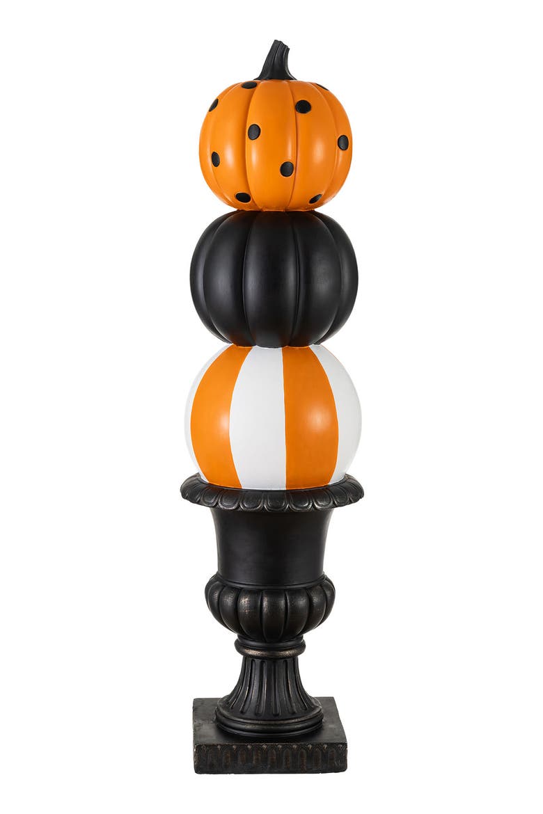 27"H Halloween MGO Stacked Pumpkin with Black Urn Porch Decor, Alternate, color, Black