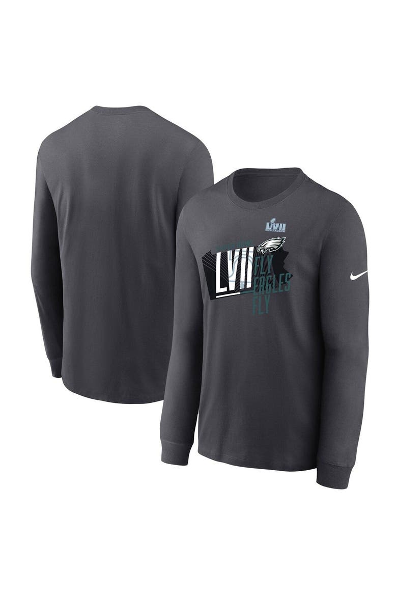 Men's Nike Anthracite Philadelphia Eagles Super Bowl LVII Local Phrase Long Sleeve T-Shirt, Main, color, Anthracite