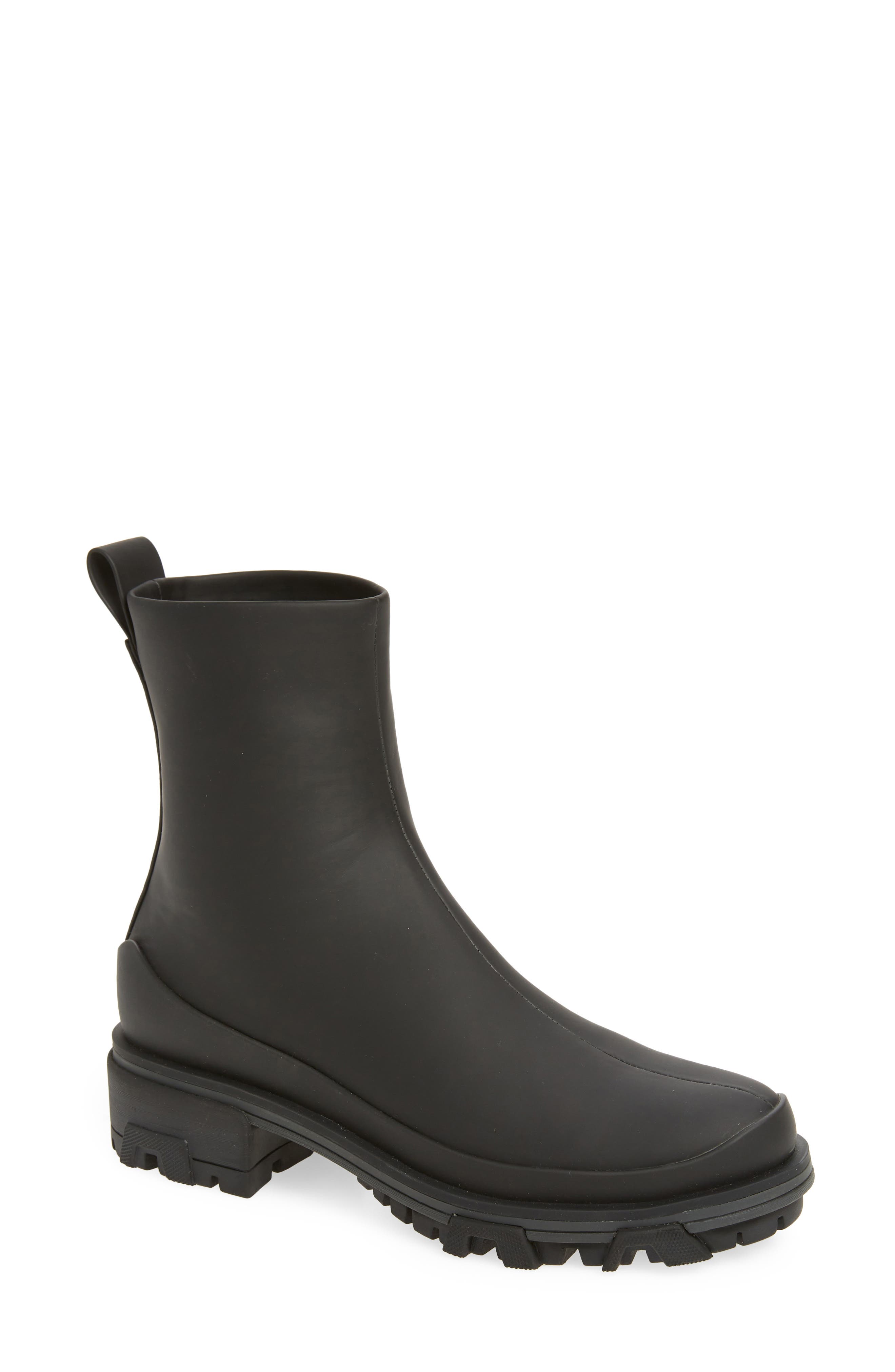 Shiloh Water Resistant Lug Sole Bootie, Main, color, BLACK