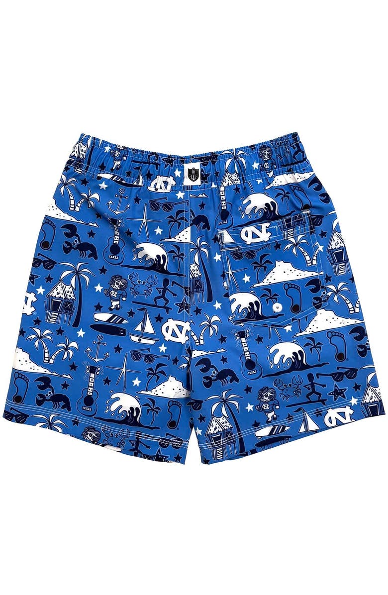Wes & Willy Youth Wes & Willy Carolina Blue North Carolina Tar Heels Luau Swim Trunks, Alternate, color, Light Blue