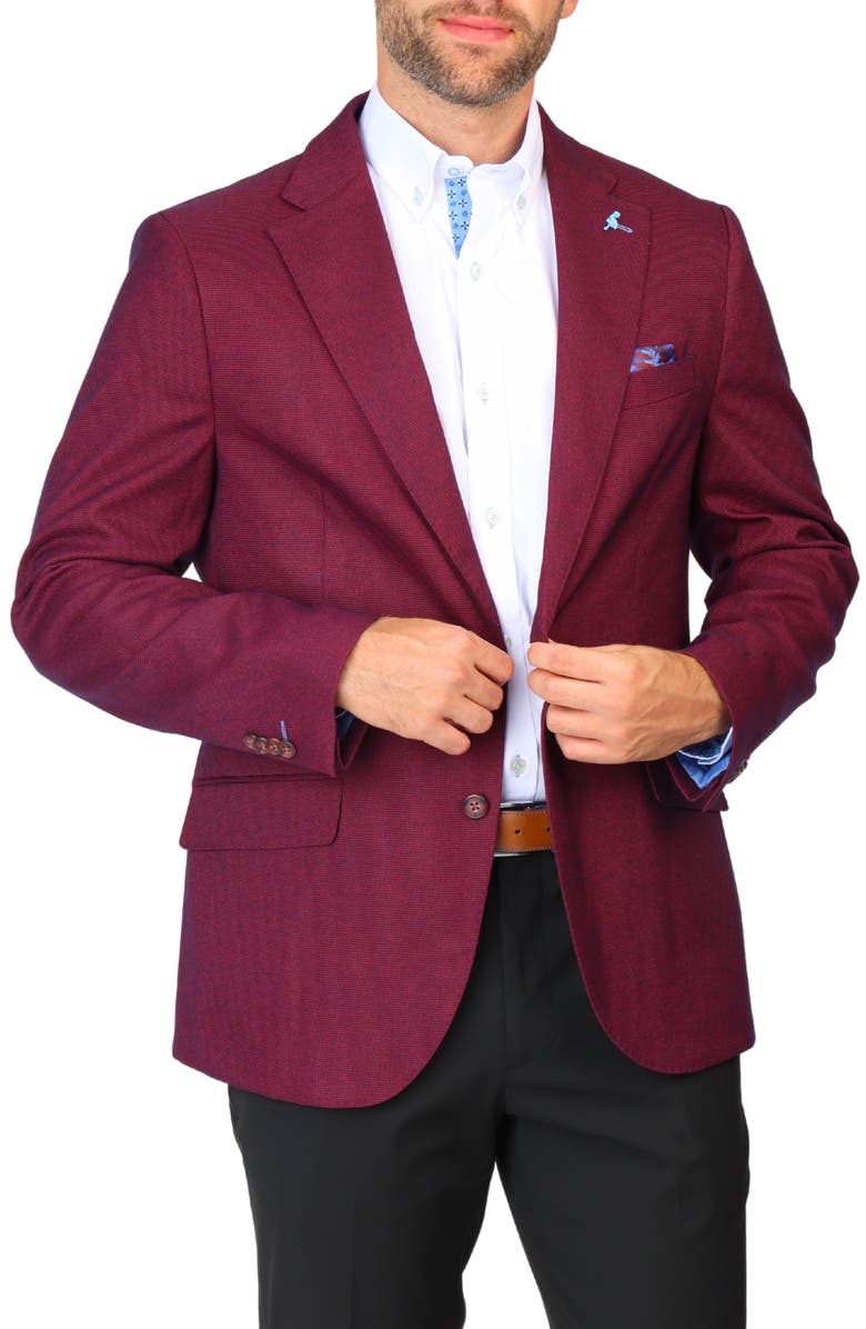 TailorByrd Tonal Dobby Sport Coat, Alternate, color, Burgundy