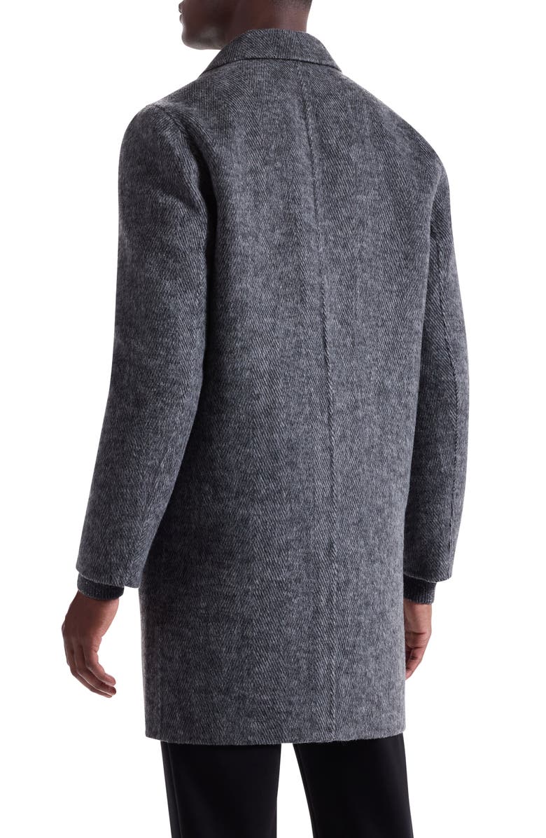 Bugatchi Herringbone Wool Blend Car Coat, Alternate, color, Black/ Grey