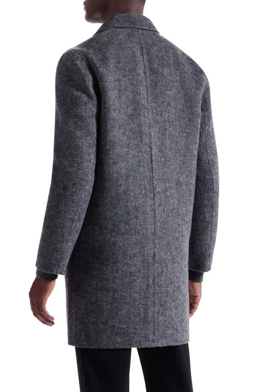 Bugatchi Herringbone Wool Blend Car Coat In Gray
