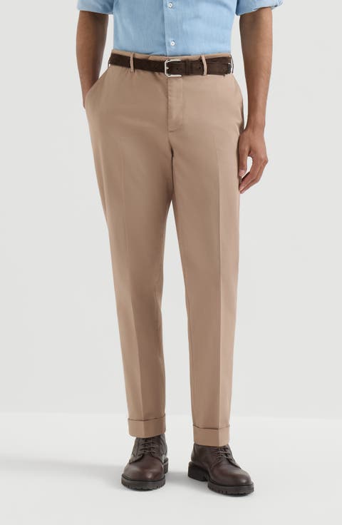 Garment-dyed Italian fit trousers in American Pima comfort cotton gabardine