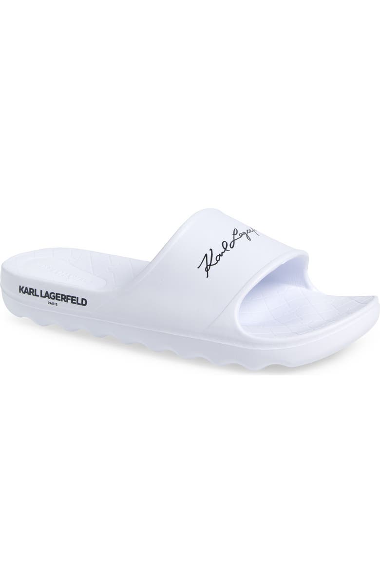 KARL LAGERFELD PARIS Signature Slide Sandal, Main, color, White