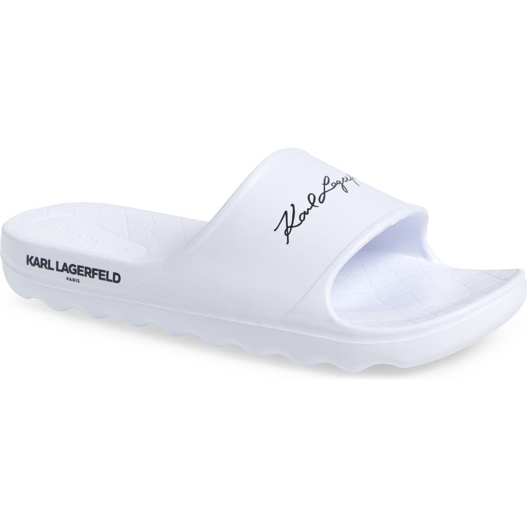 Karl Lagerfeld Signature Slide Sandal In White