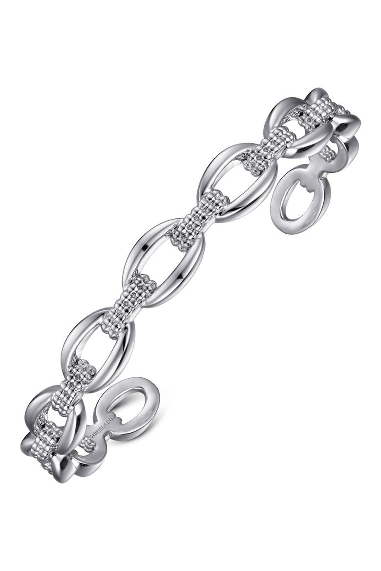 Oval Link Cuff Bracelet, Alternate, color, STERLING SILVER