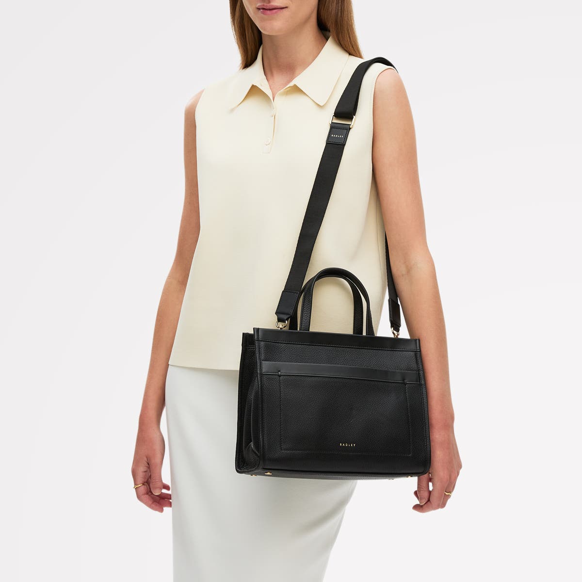 Radley Alba Place Small Ziptop Satchel Bag, Alternate, color, Black