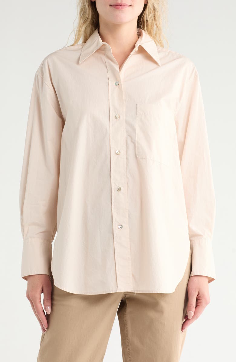 Vince Oversize Oxford Shirt, Main, color, Sand Glow