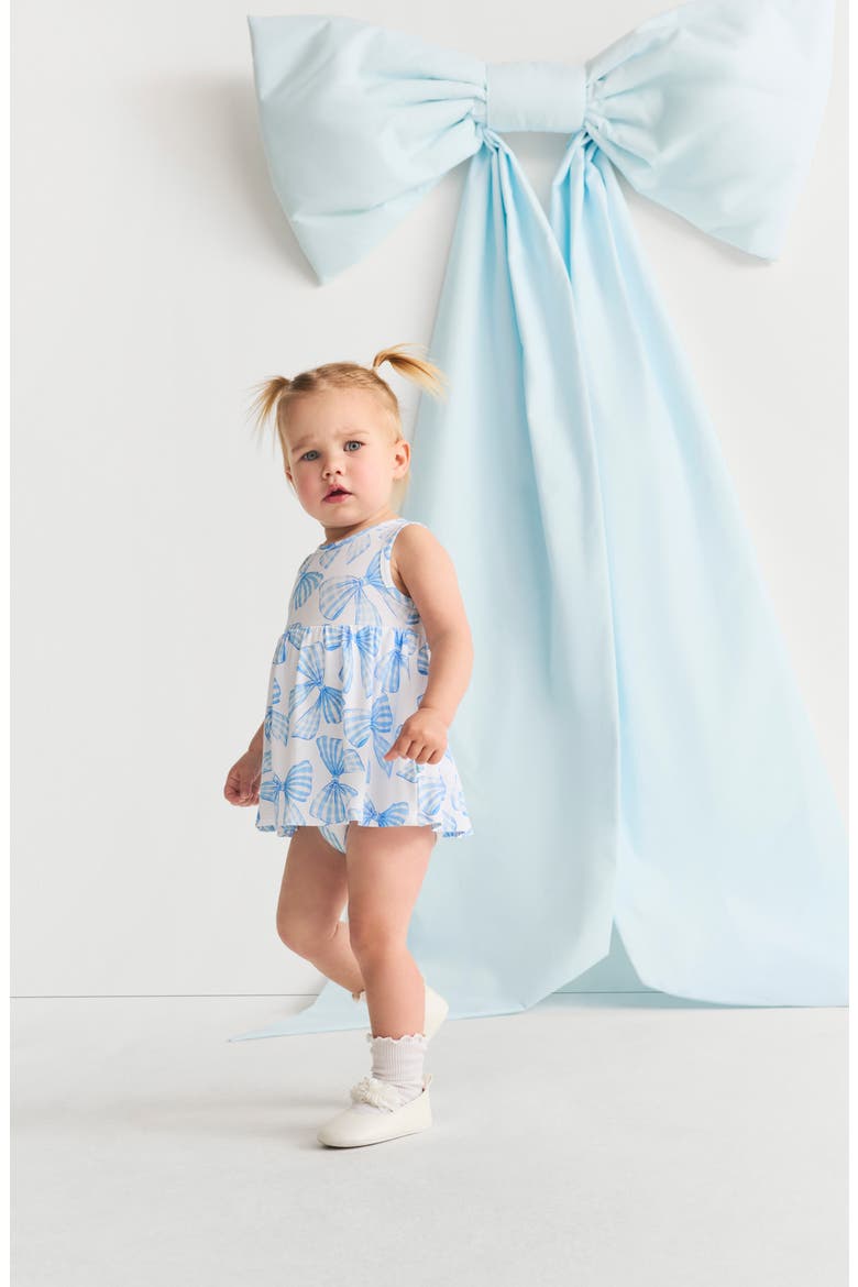 Bow Back Twirl Bodysuit Dress, Alternate, color, BLUE