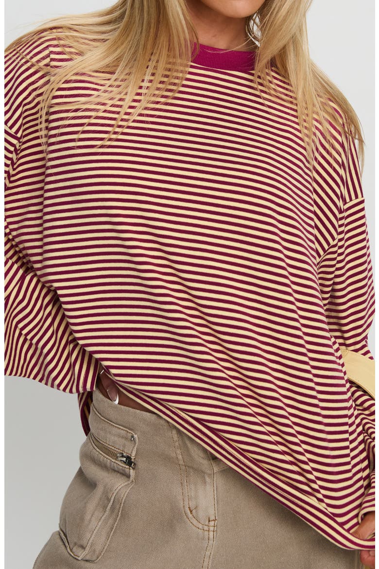 Settle Down Stripe Oversize T-Shirt, Alternate, color, BURGUNDY