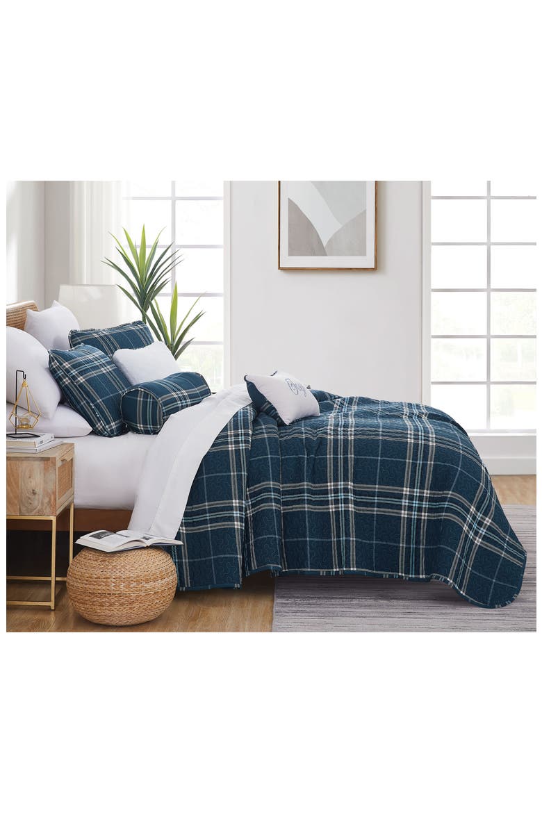 Vilano Plaid Quilt Bedding Set, Alternate, color, BLUE