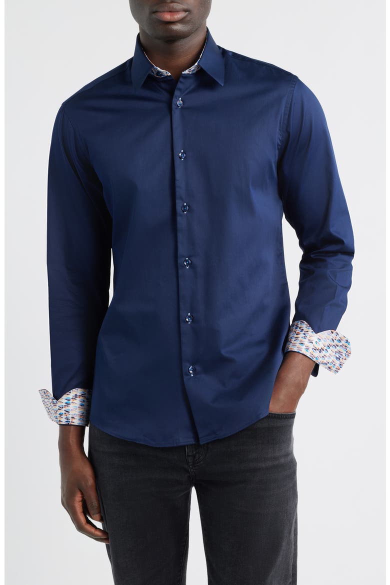 Sinai Collection Luxe Cotton Dress Shirt, Main, color, NAVY