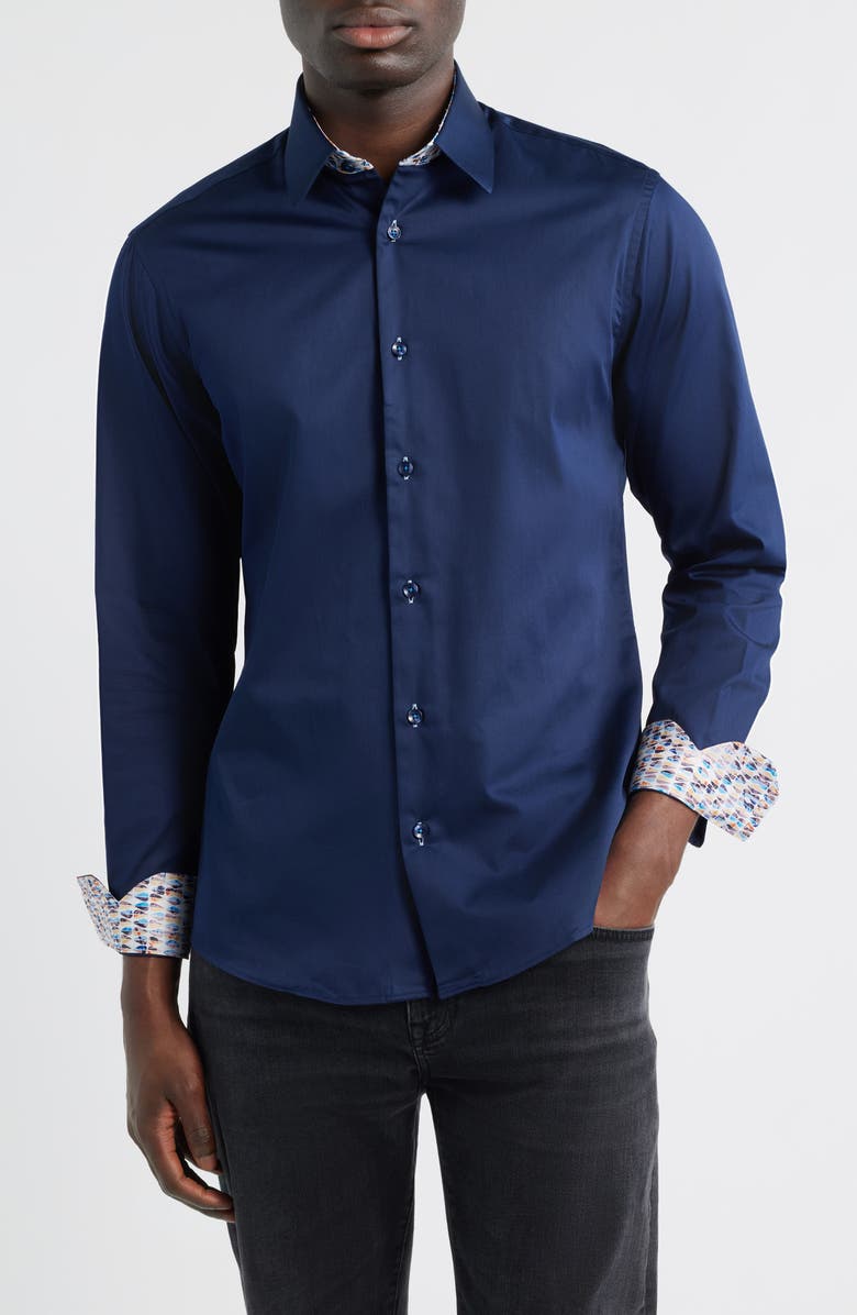 Siragusa Sinai Collection Cotton Dress Shirt, Main, color, Navy