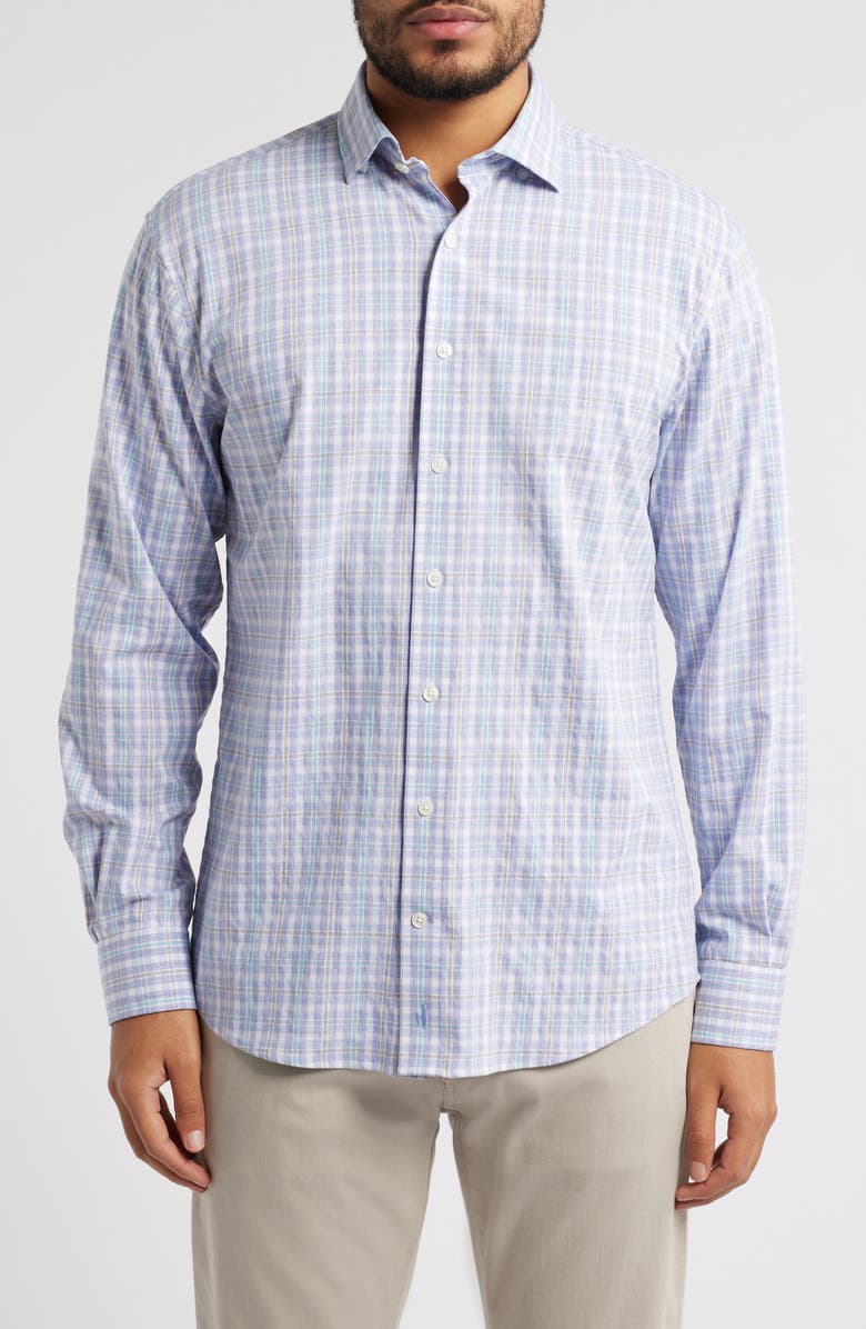 johnnie-O Bruin Plaid Performance Button-Up Shirt, Main, color,