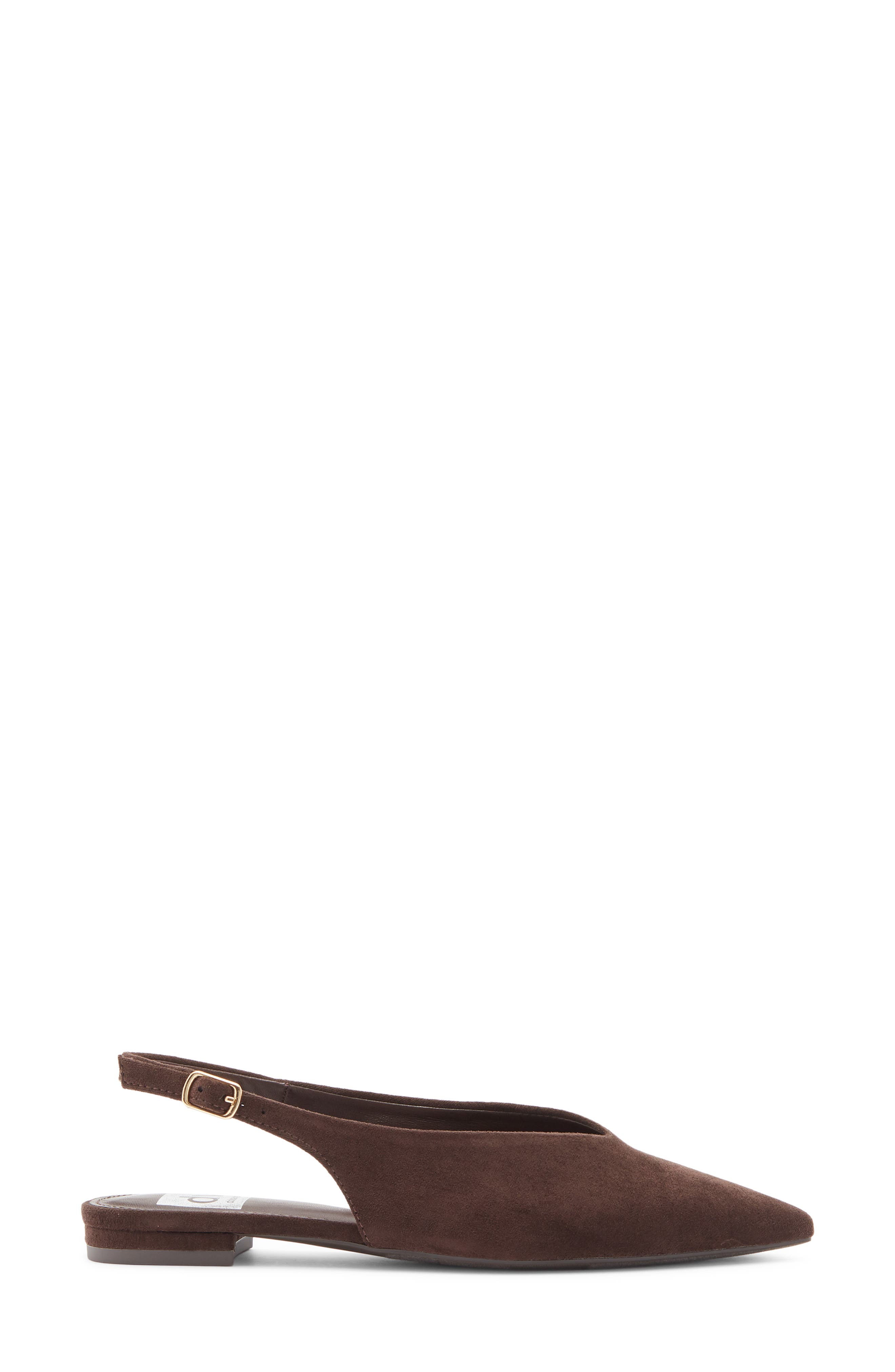 Empress Pointed Toe Slingback Flat, Alternate, color, BROWN FAUX SUEDE