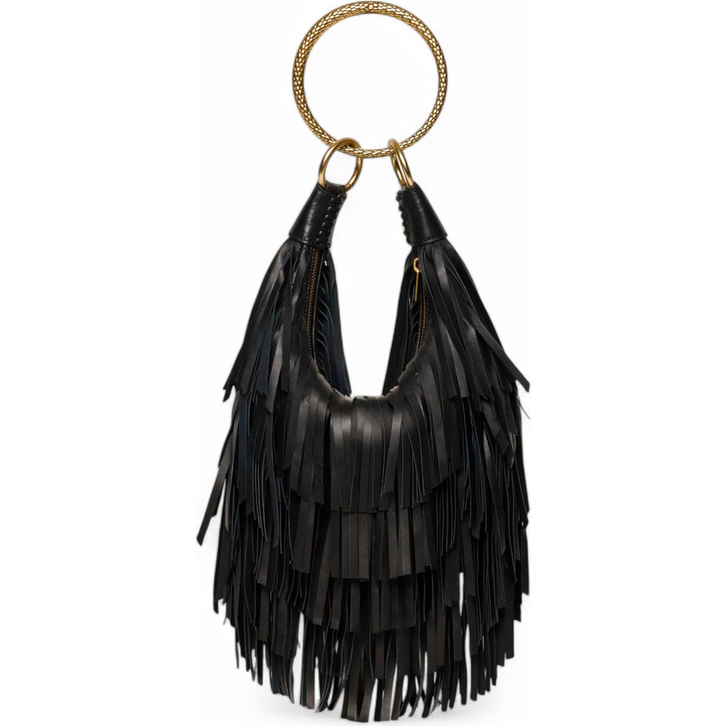 Walter Baker Freya Fringe Mini Hobo Handbag In Black