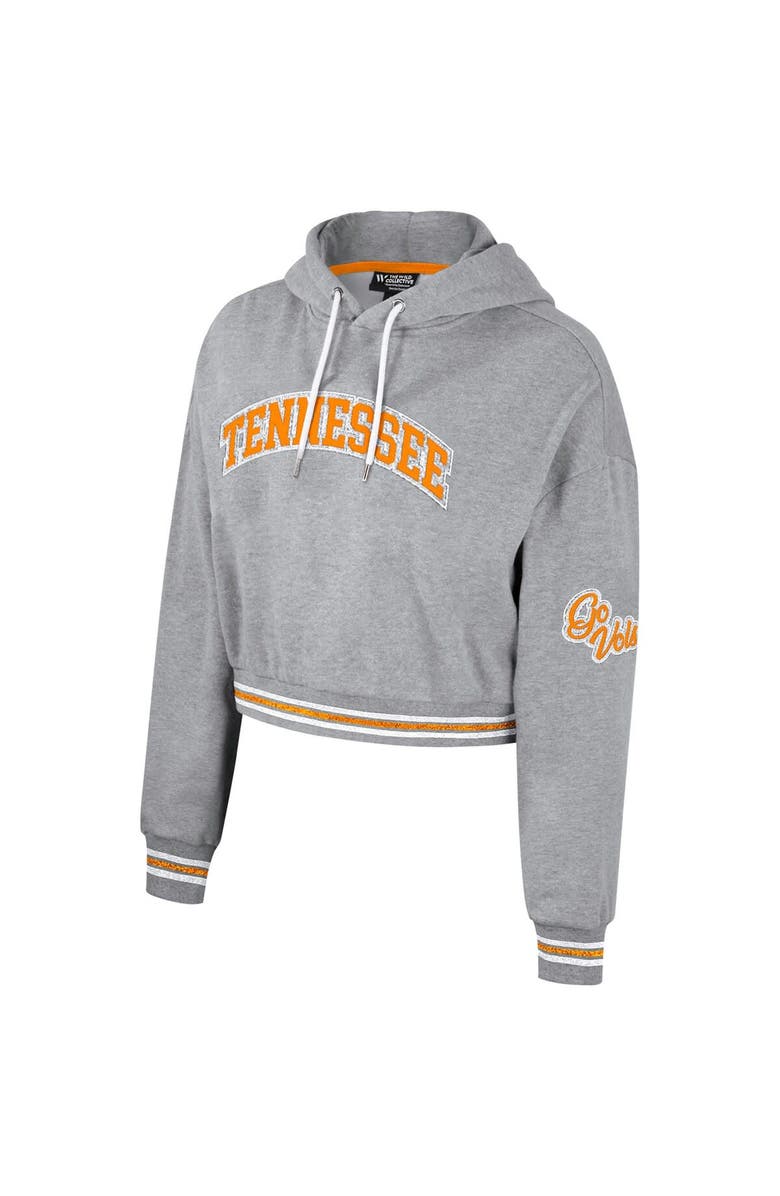 THE WILD COLLECTIVE Women's The Wild Collective Heather Gray Tennessee Volunteers Cropped Shimmer Pullover Hoodie, Alternate, color, 