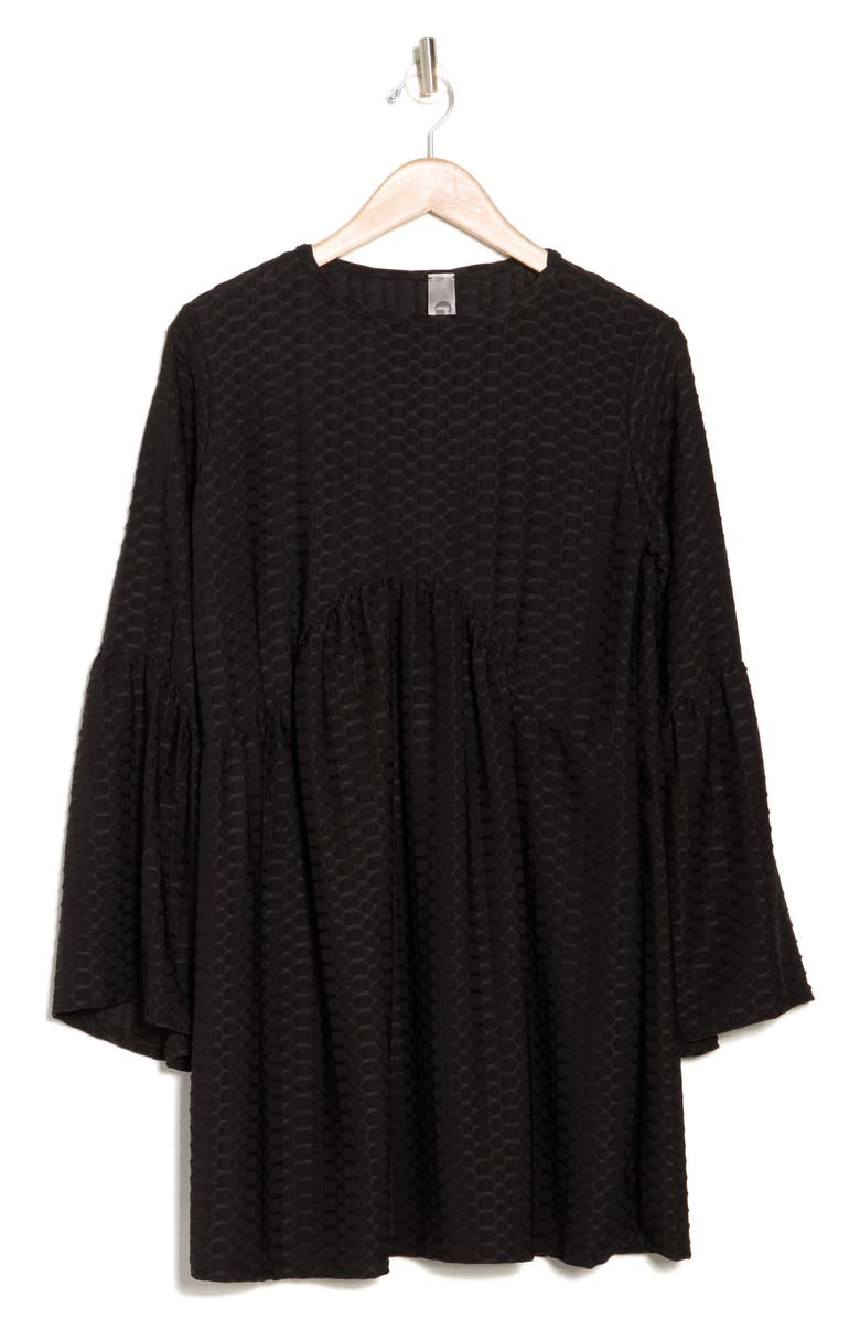 GO COUTURE Bell Sleeve Swing Dress, Alternate, color, Black