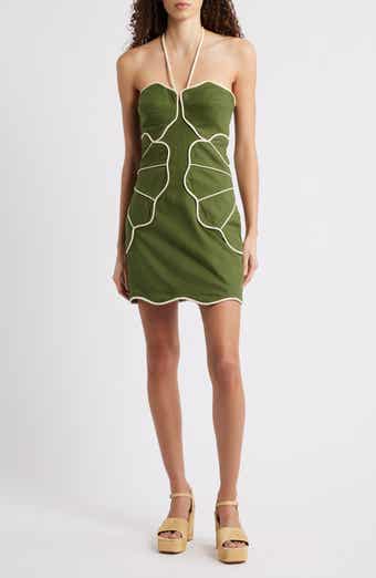 Green Wavy Halter Minidress
