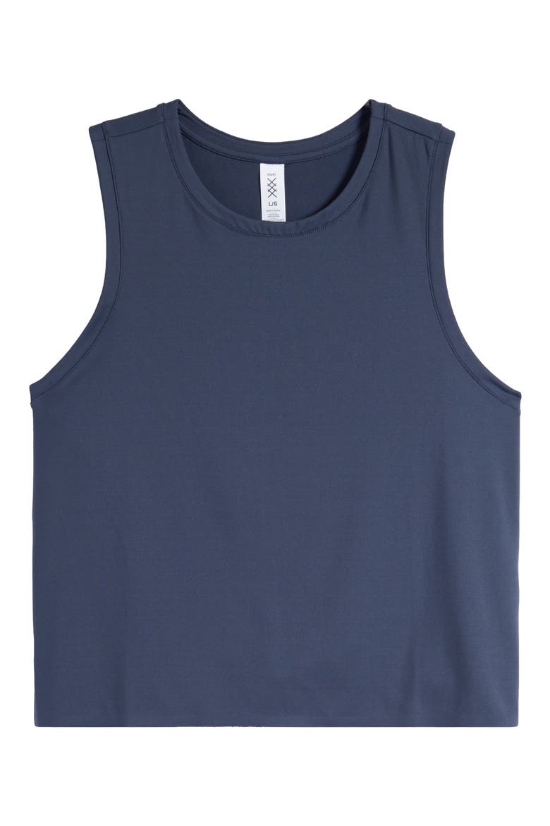 Serene Crop Performance Tank, Alternate, color, NAVY BLUE