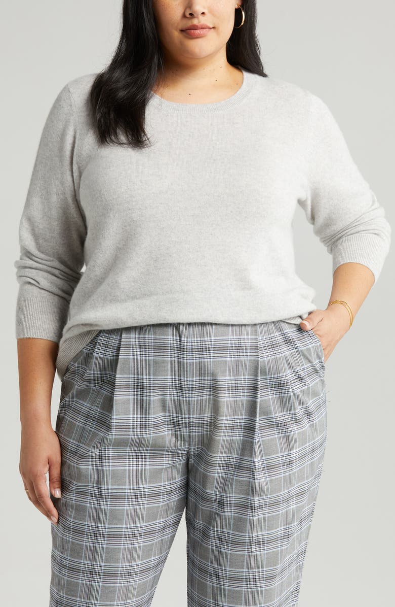 Nordstrom Cashmere Crewneck Sweater, Alternate, color, Grey Light Heather