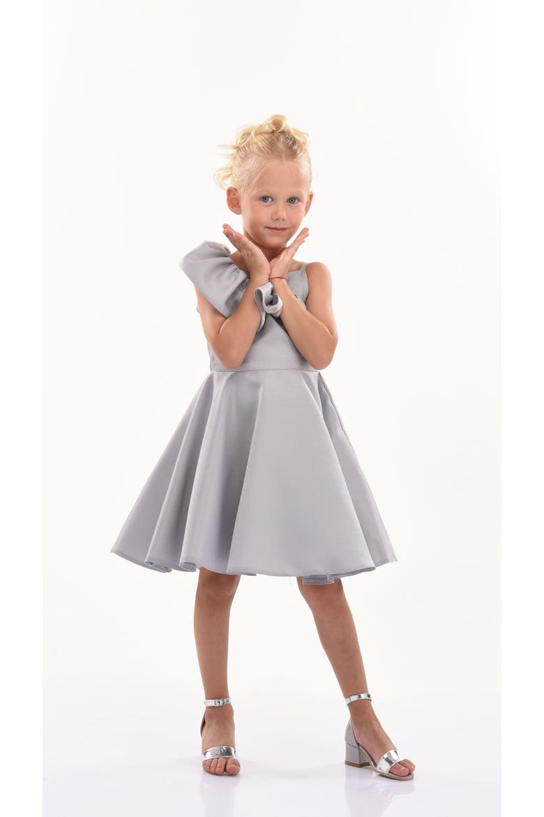 Riviera Off Shoulder Ruffle Dress, Alternate, color, Silver