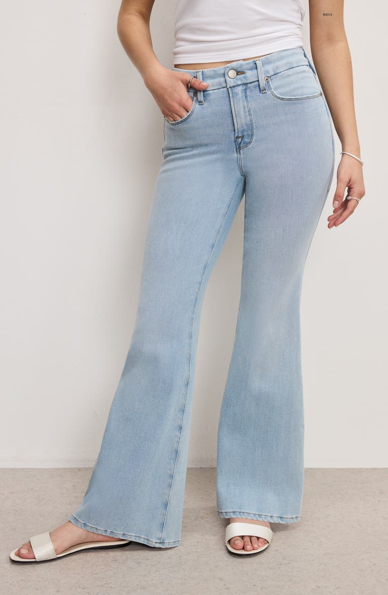 Good American Soft-Tech Good Petite Flare Jeans, Alternate, color, 